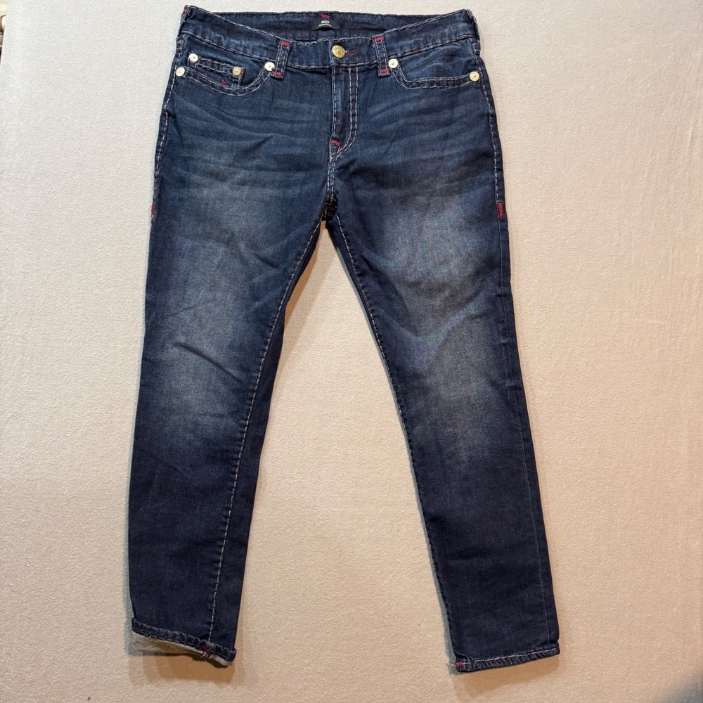 True Religion Rocco Y2K Streetwear Relaxed Skinny Designer Denim Jeans Men 38‎